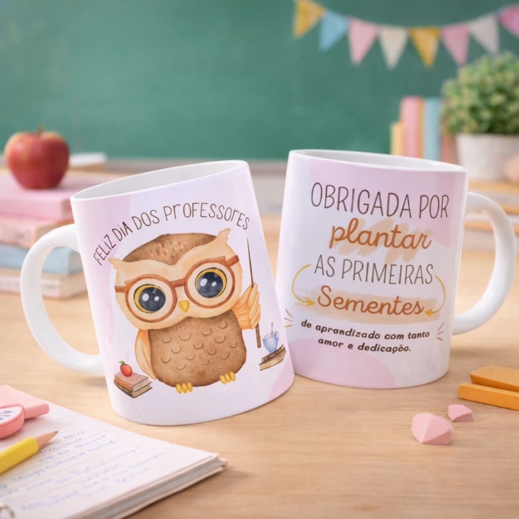 Caneca personalizada Professores Coruja Presente Porcelana