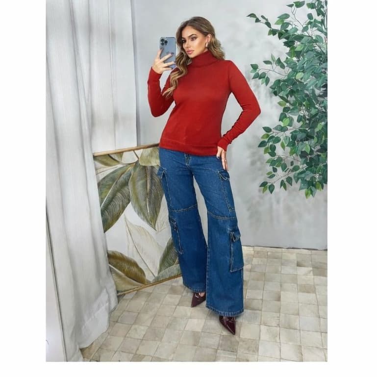 Blusa Cacharrel Feminina Gola Alta Manga Longa Segunda Pele de Frio 36 ao 44 Lupinacci Tricot