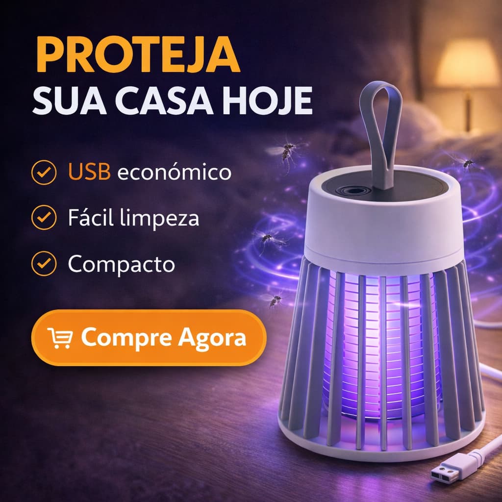 Armadilha Mata Mosquito UV Elétrica USB Silenciosa Luminária Abajur Mata Pernilongo Com Cooler