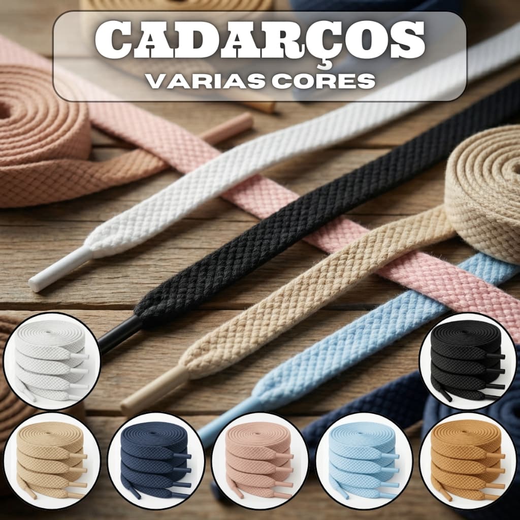 Kit 2 Pares Cadarço Achatado Para Tênis Várias Cores – Design Moderno e Envio Rápido