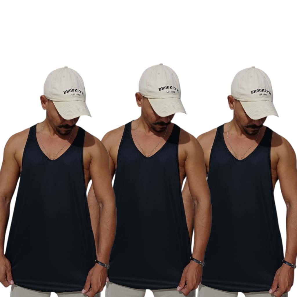 Kit 3 Regatas dry fit PERFORMANCE PREMIUM musculação masculina Cavada Academia  - Alta Absorção e Secagem