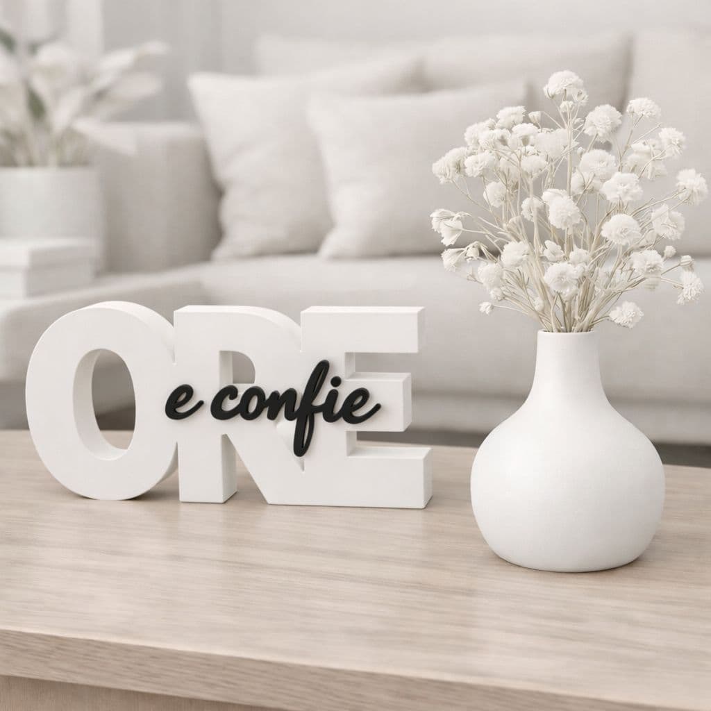 Vaso e Escultura Ore e Confie Religioso Decorativa Kit Enfeite Moderno para Casa, Sala e Escritório