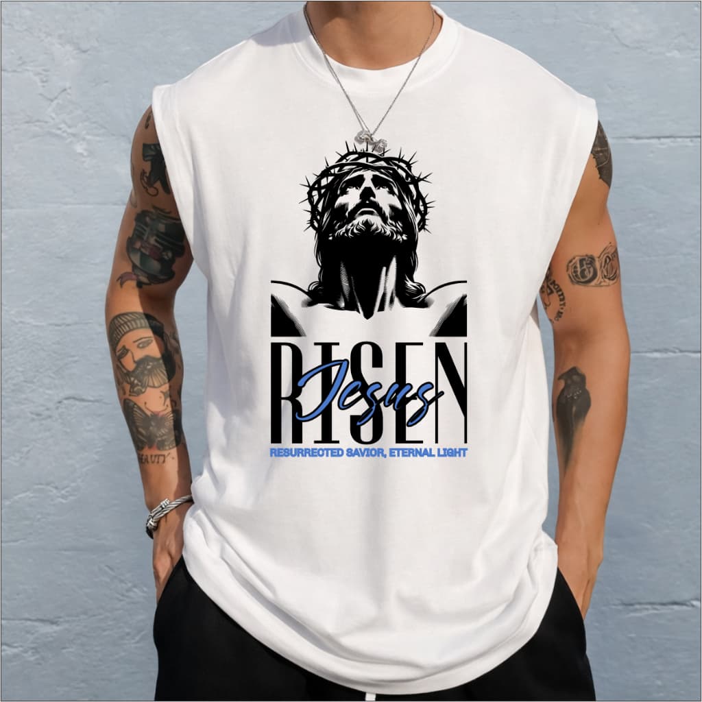 Regata Masculina Basica Jesus Risen Oversized Larga Gola Redonda Moda Masculina Algodao