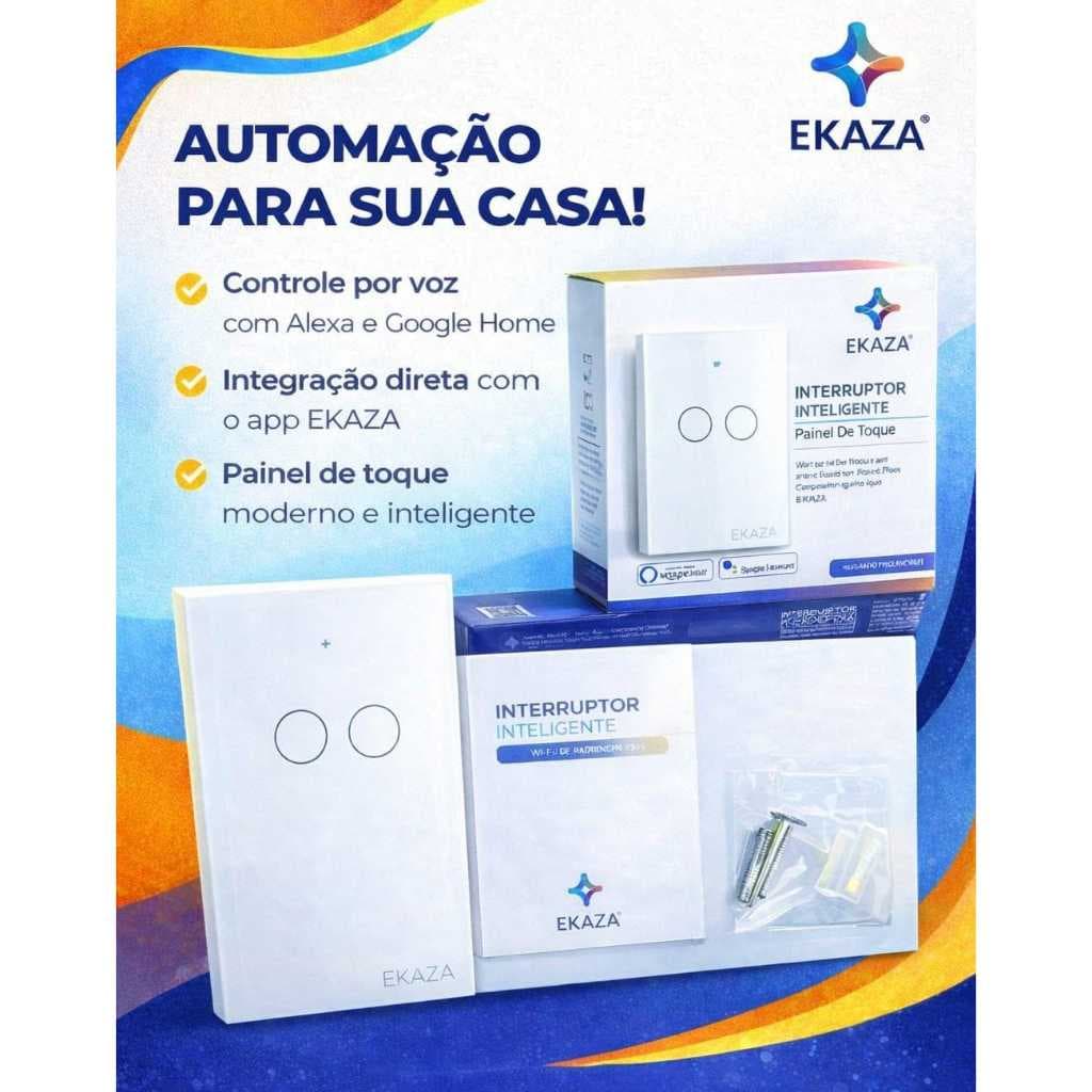 Interruptor 2 Botões Touch Wifi Inteligente + Rf 433 Alexa Branco