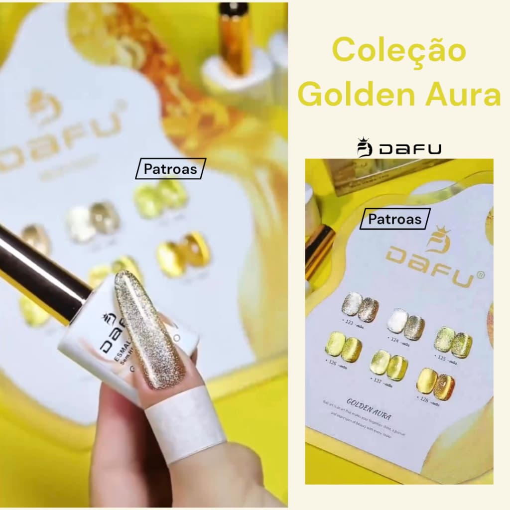 Esmalte Gel Magnético DAFU Golden Aura Cat Eye Olho de Gato 10ml Nail Art