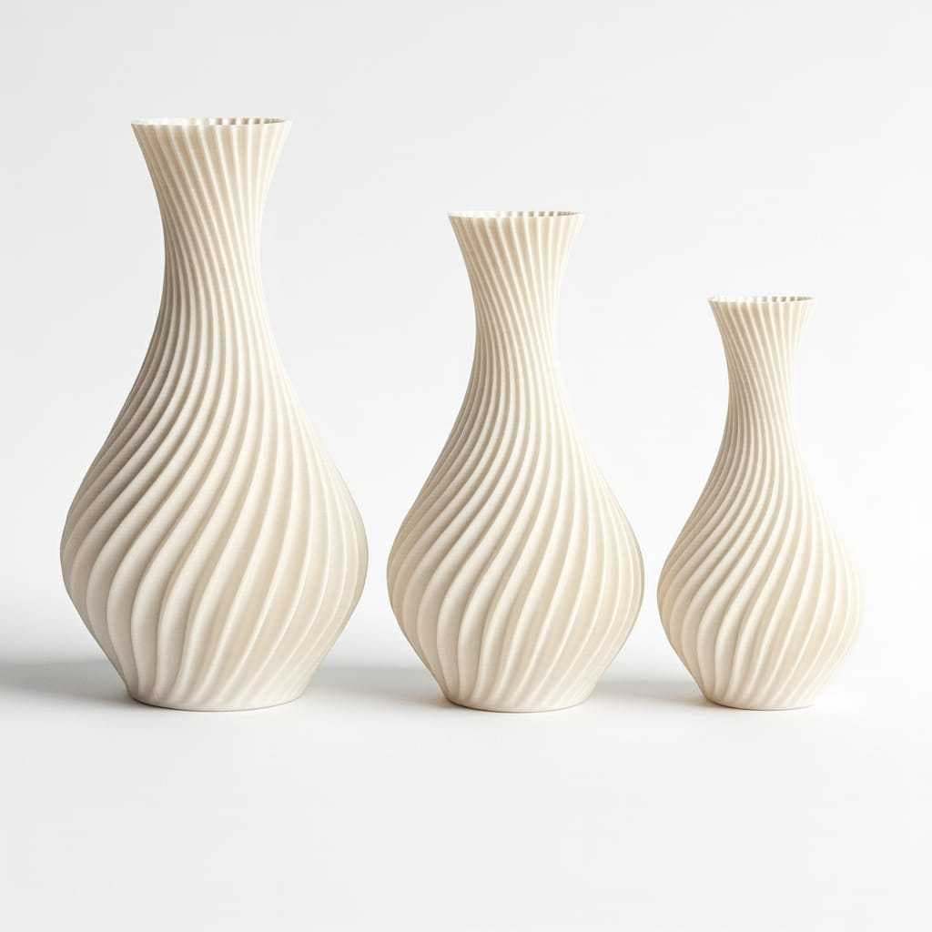 Kit 3 Vasos Modelo Espiral Decorativos Sala Cozinha Banheiro