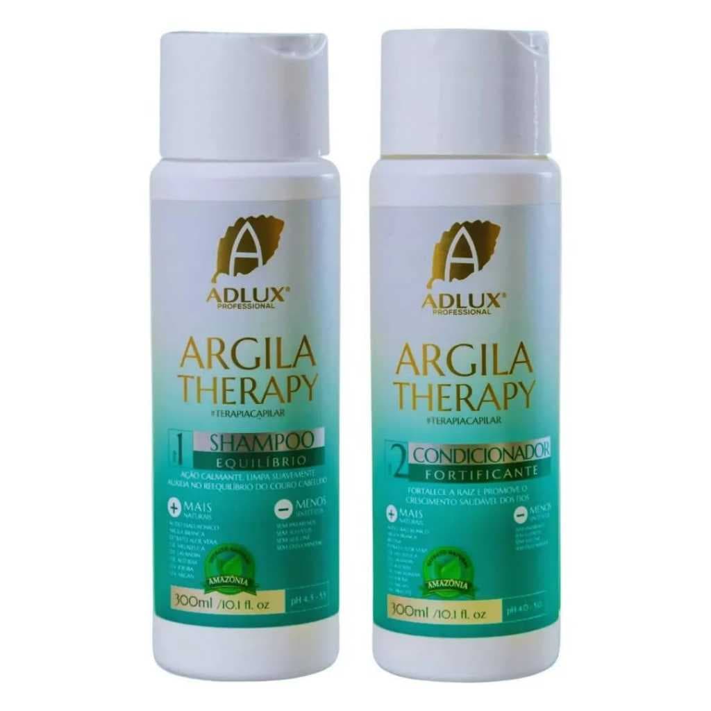 KIT ARGILA THERAPY ADLUX 2 PASSOS MANUTENÇÃO CAPILAR TRATAMENTO HIDRATAÇÃO SUAVIZANTE