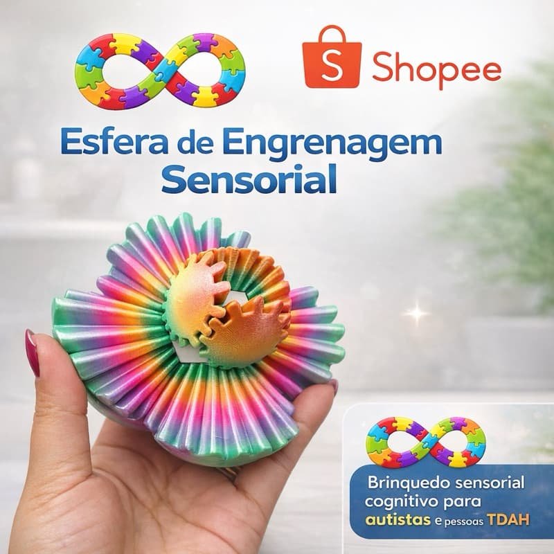 Bola Sensorial de Engrenagem Antiestresse e Foco Fidget Toy Anssiedade TDAH Autismo