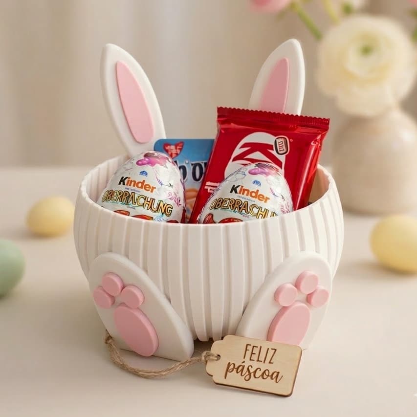 Cesta Coelhinho | Porta Chocolate Páscoa Criativo | Cesta de Doces Coelho Infantil