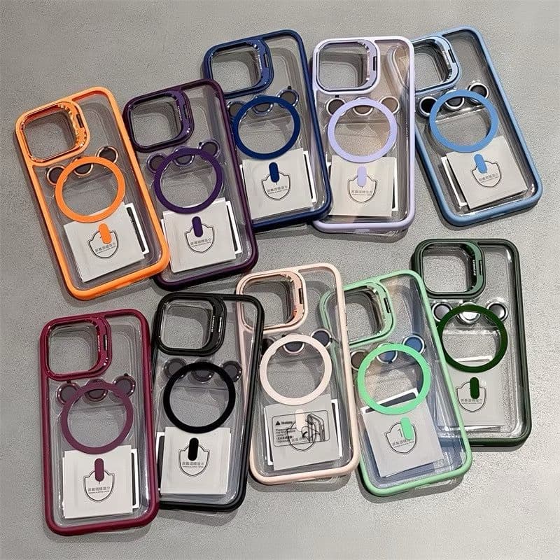 Capa Capinha Magnética Com Suporte  iPhone 16 15 14 13 12 11 Pro Max Com Proteção De Câmera Lente