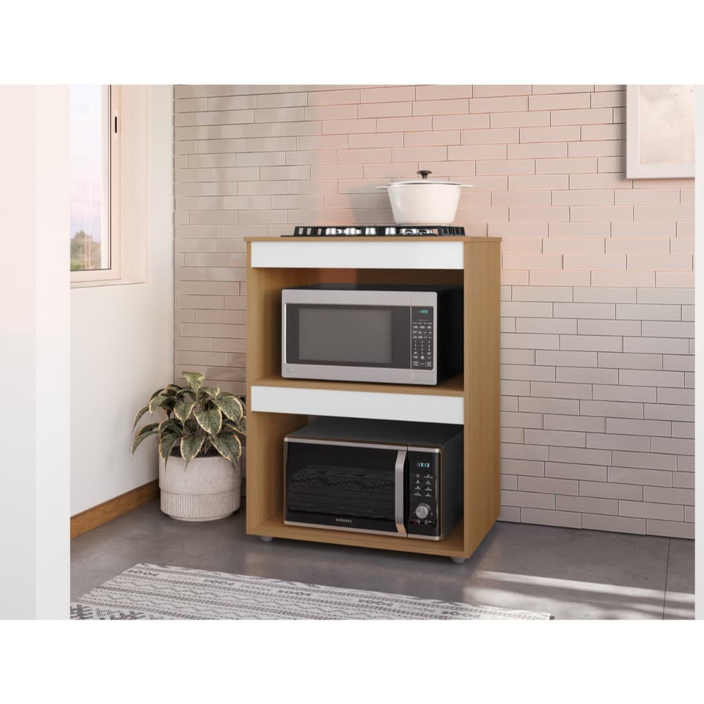 Balcão Gabinete Pra Cooktop Adriana 04 e 05 Bocas Microondas e Forno Elétrico Ajl Móveis