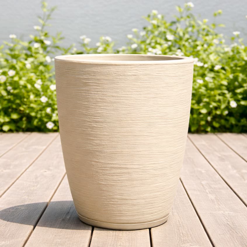 Vaso para Plantas Decorativo Coluna Bojo Escovado C/ Prato Coletor N2