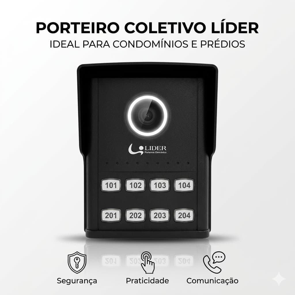 Porteiro Eletronico Coletivo Líder Smart p/ Condomínio e Prédio Teclado Numérico Alta Durabilidade