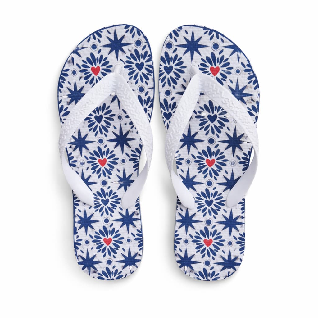 Chinelo Havainas Feminino São Luís Slim Azul – Estampa Azulejo com Detalhe Coração