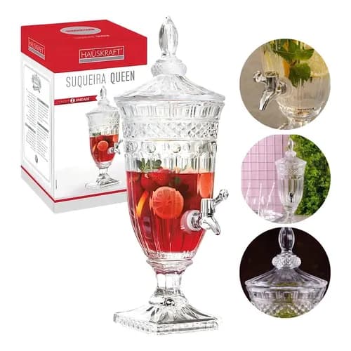 Suqueira De Vidro 1,8L Para Sucos Água Saborizada Várias Bebidas HAUSKRAFT Design Moderno Lindo