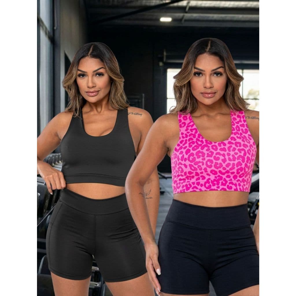 Kit 2 Top Fitness Feminino Academia Alta Compressão Treino Musculação Conforto Premium Sem Bojo