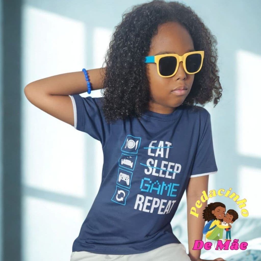 Camisa Manga Dupla infantil Masculino 100% algodão Menino