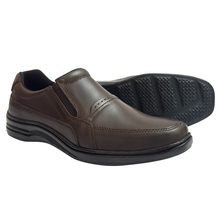Sapato Masculino Couro Legítimo Slip On Sem Cadarço Confortável Social Casual Antiderrapante Macio Dia a Dia