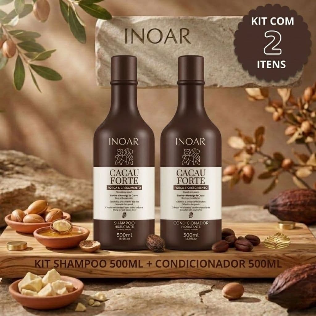 KIT Inoar Cacau Forte Shampoo 500ML + Condicionador 500ML