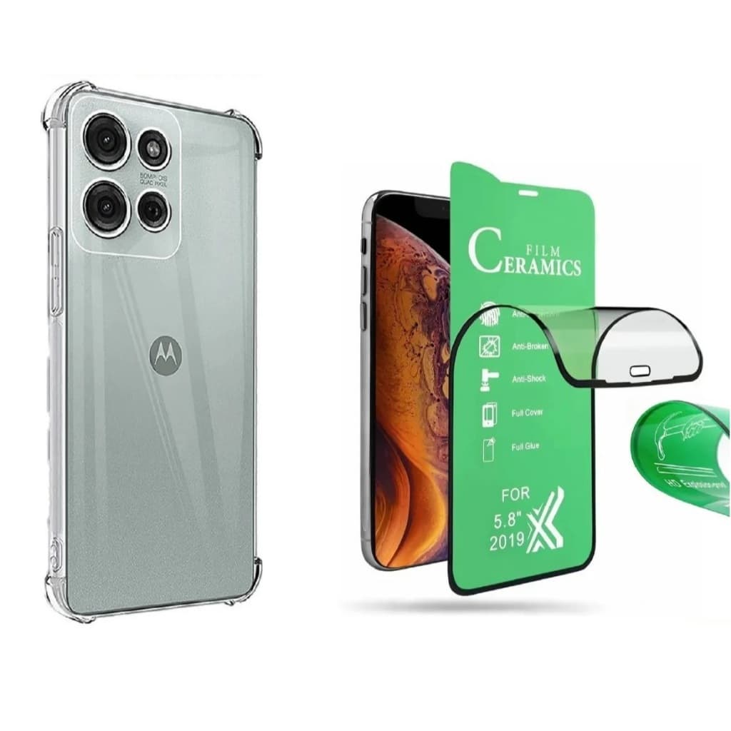 Capa Reforçada + Película Cerâmica Moto G54 G84 G85 G55