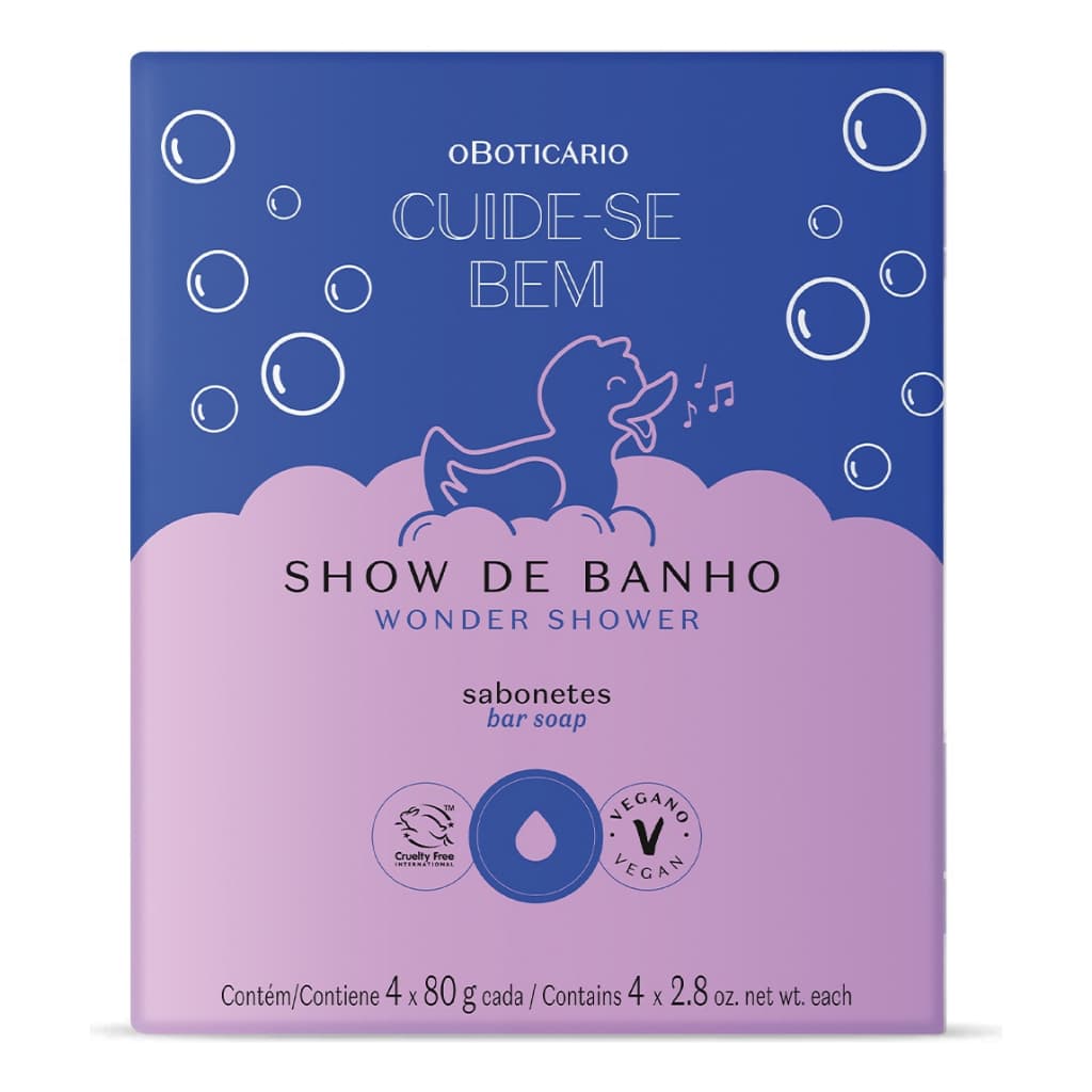Caixa com 4 sabonetes 80g  O Boticário Cuide-se Bem Show De Banho