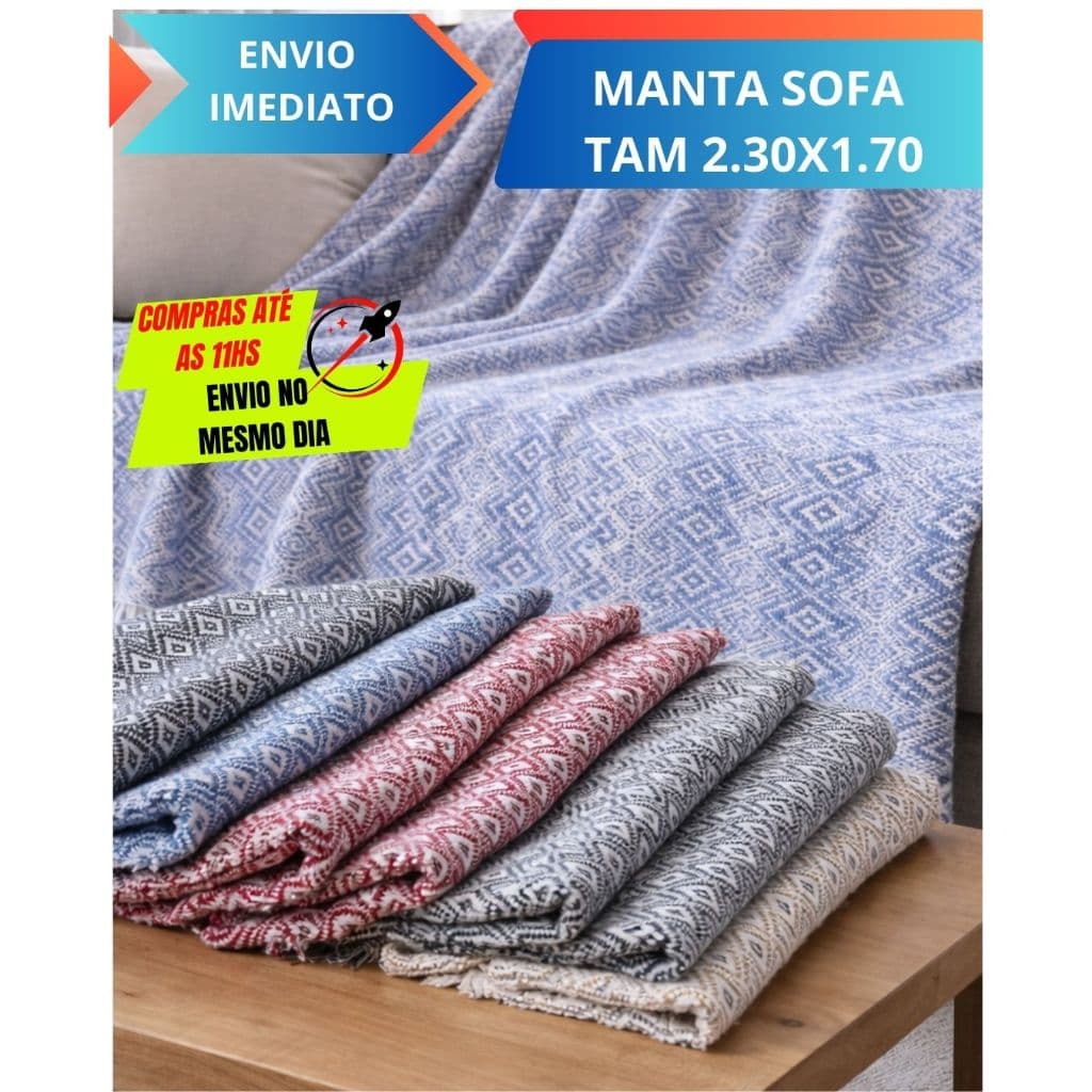 Manta De Sofá Olho De Peixe 2,30 x 1,70M 100% Algodão Protetor Decoração Premium