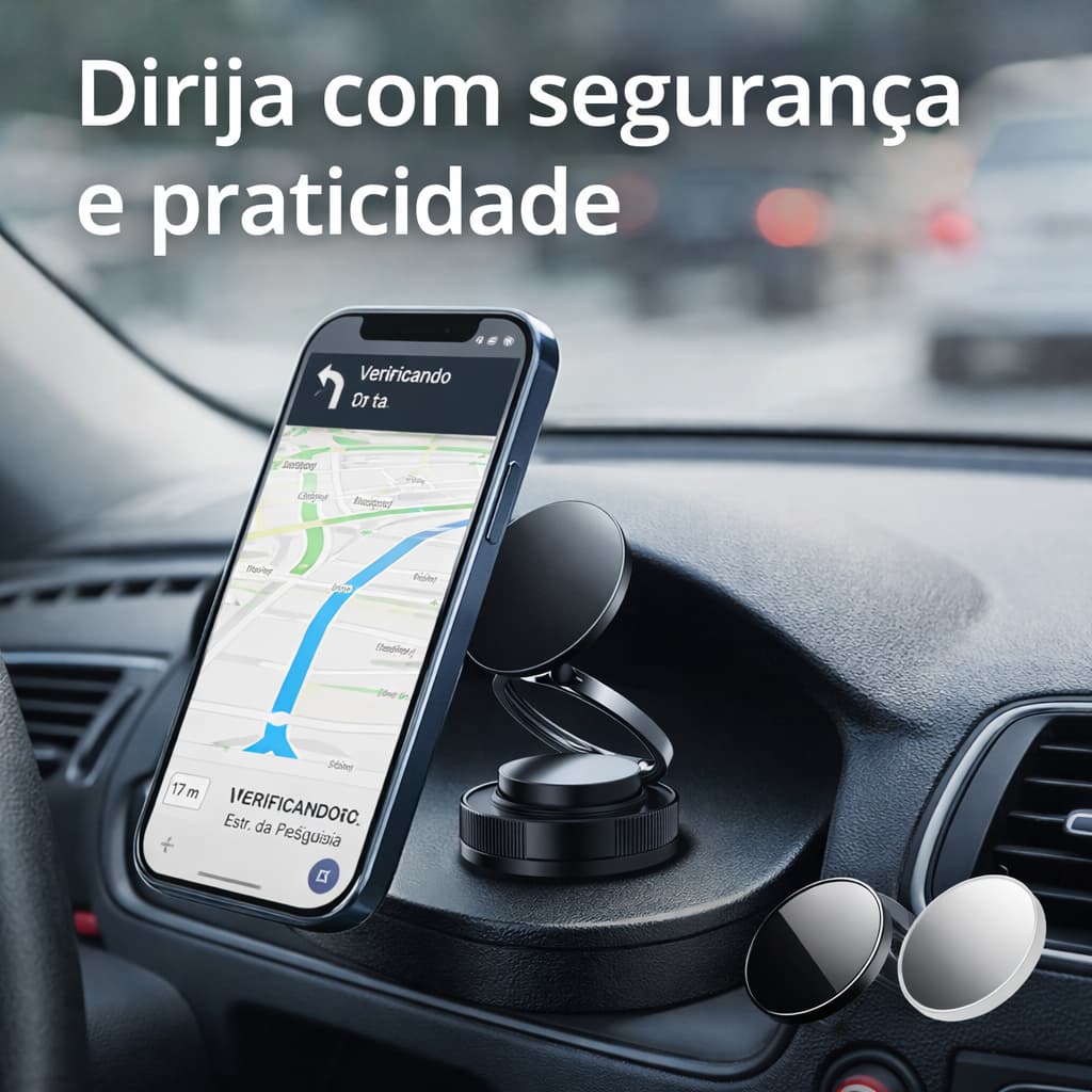 Suporte Celular Magnético Carro 360° Articulado Universal Imã Forte Painel Veicular