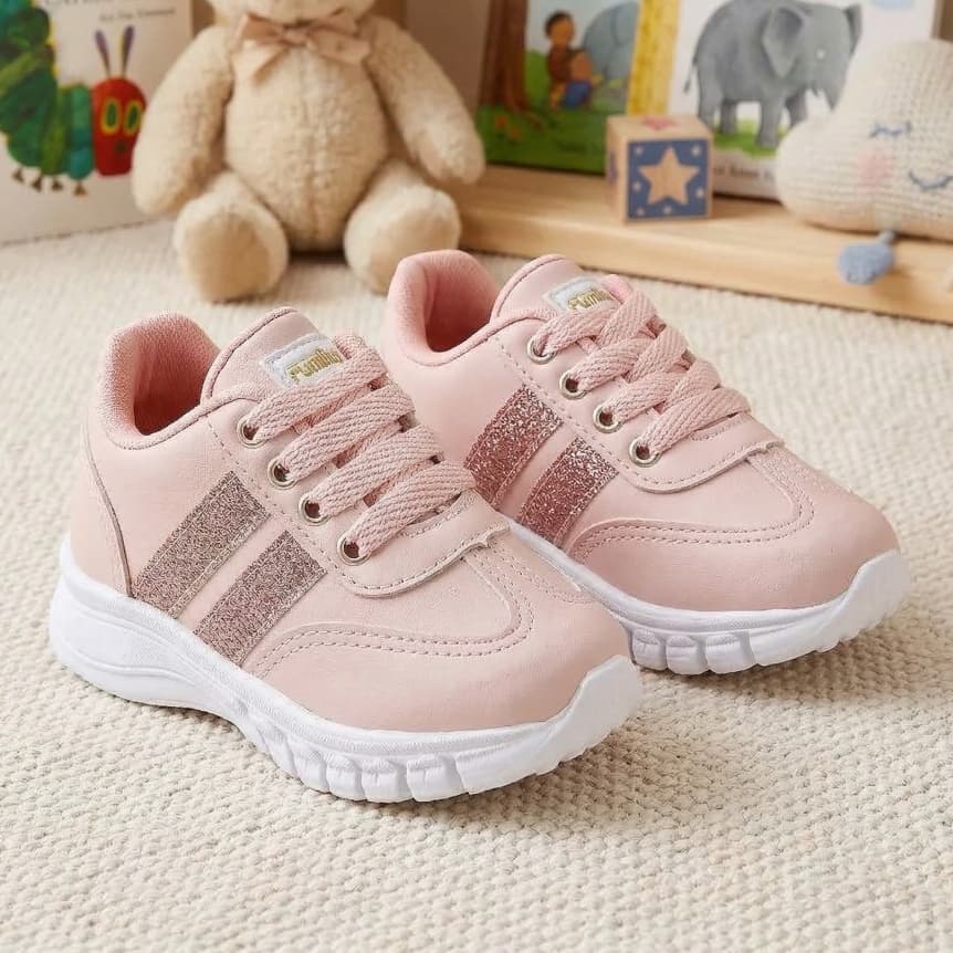 Tênis Infantil Feminino Rosa Moderno Com Glitter Confortável 20 ao 33 051