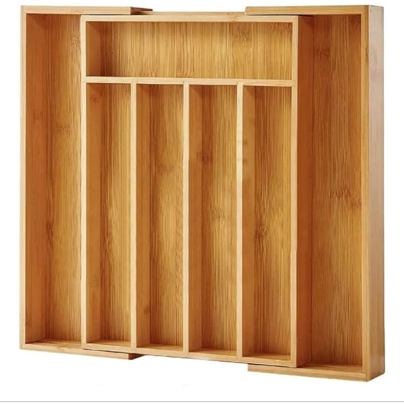 Organizador de talheres Extensível em bambu - 5 a 7 divisorias