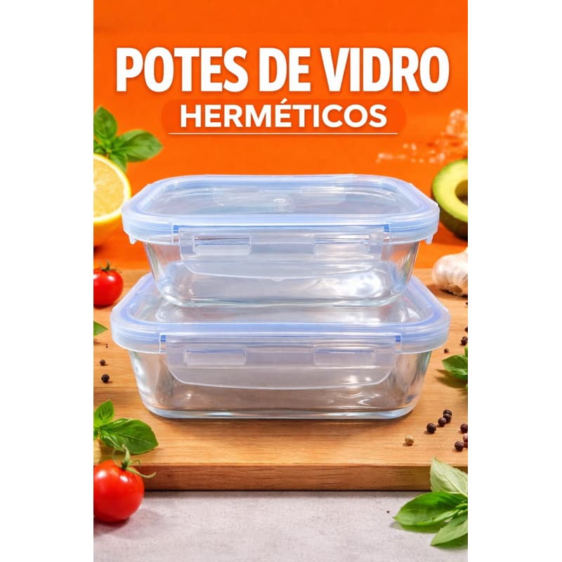 Pote hermético de vidro anti-vazamento com duas unidades