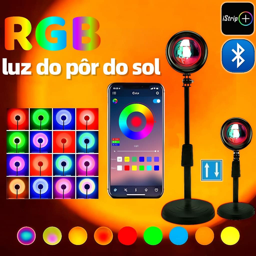 Projetor de Pôr-do-Sol LED Istrip | Conexão Bluetooth via APP Celular | Luzes de Nascer do Sol