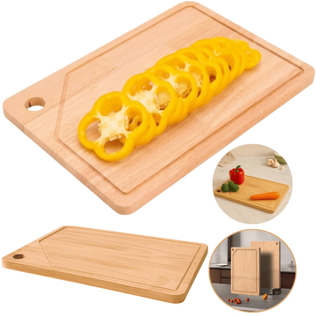 Tabua Madeira Para Corte Multiuso Carnes Legumes Profissional Com Canaletas 33cm Carne Fruta Preparo