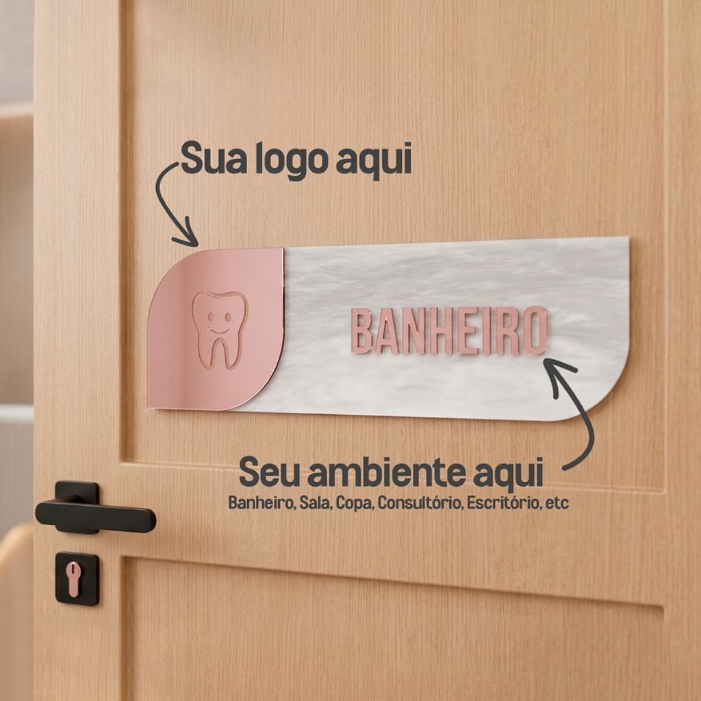 Placa De Porta Sinalização Identificação Personalizada Logo