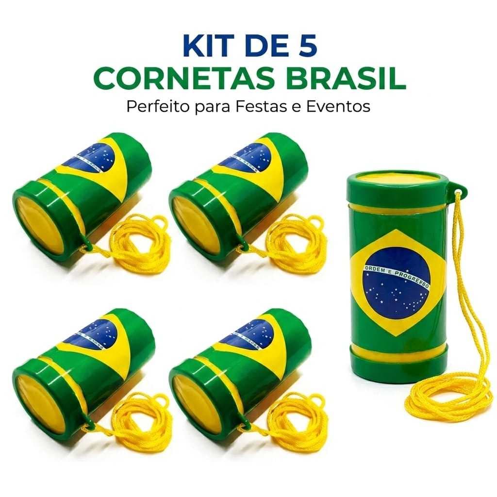 Kit 5 Cornetas Brasil Copa do Mundo – Torcida, Festa e Eventos