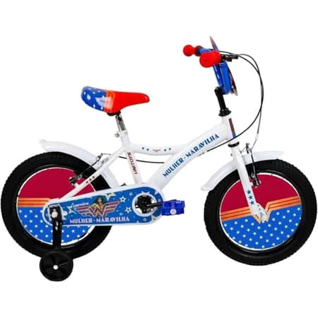 Bicicleta Infantil Mulher Maravilha Aro 16  Infantil Resistente Segura Confortável Fácil Uso