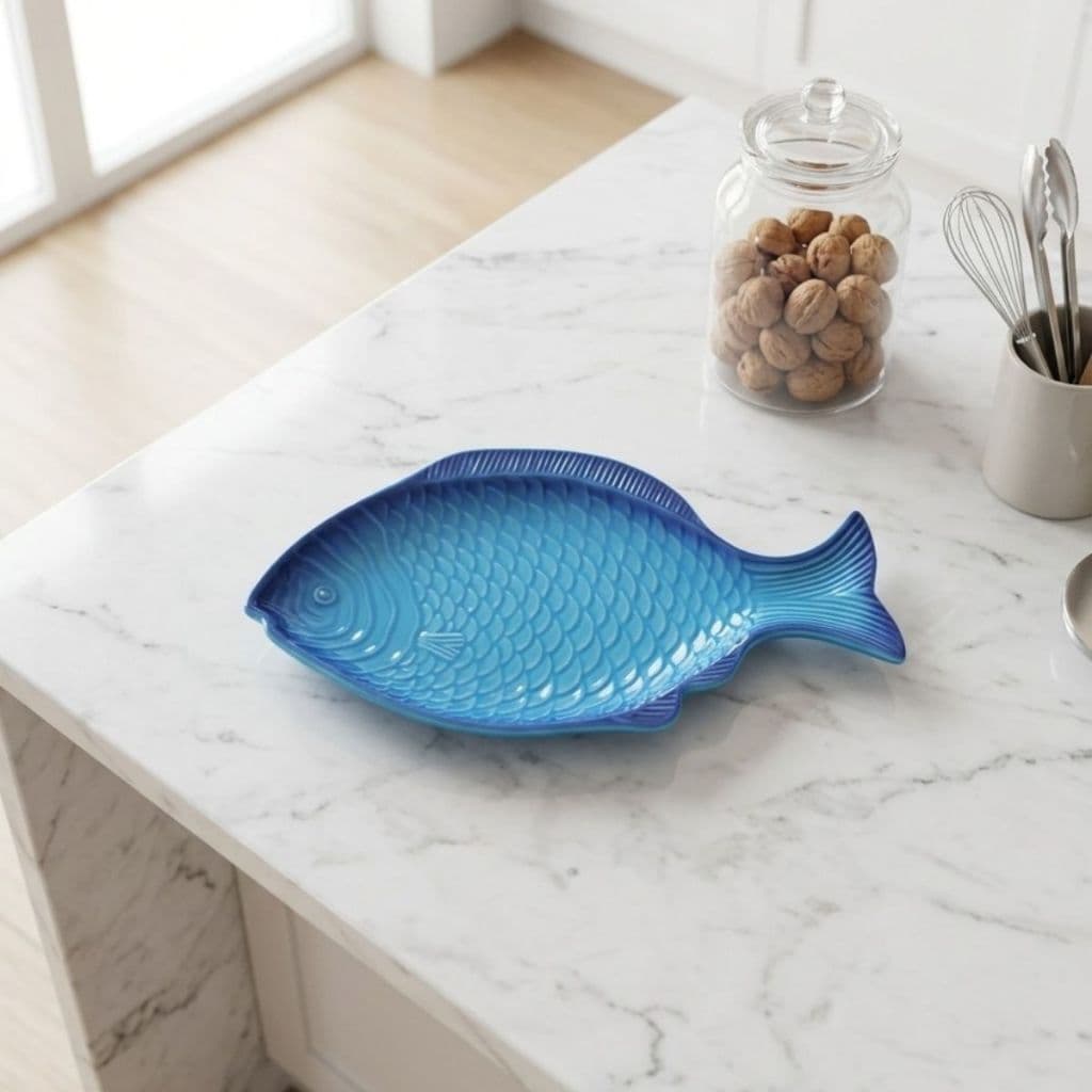 Travessa Petisqueira de Cerâmica Formato Peixe – Prato para Petiscos e Aperitivos