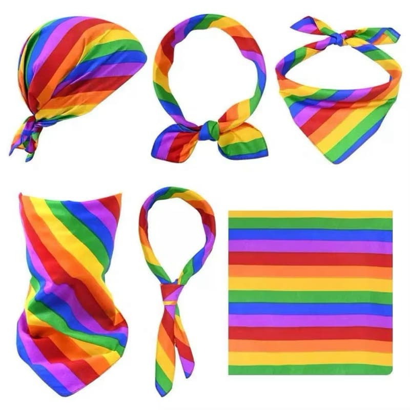 KIT6/12 Lenço Bandana Ajustável Listrada Arco-íris Lgbt Orgulho