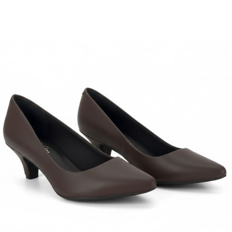 Sapato Social Scarpin Marron Café Sapato Social Feminino Salto Médio 5cm Bico Fino Elegante Confortável Clássico