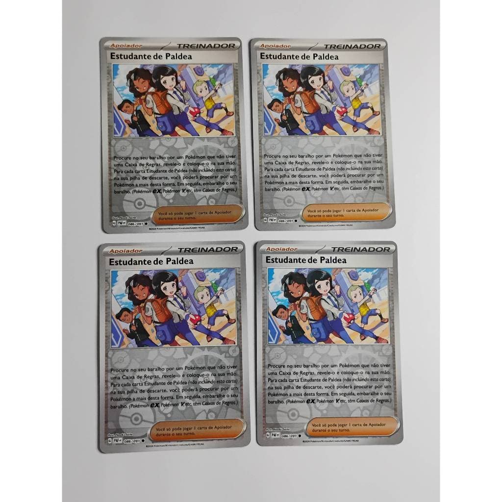 Kit 4 Estudante de Paldea 086/091 Reverse Foil NM Destinos de Paldea (2024) Pokémon Estampas Ilustradas TCG Copag