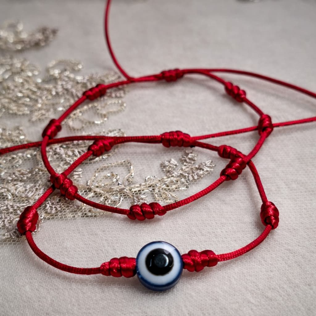 Pulseira 7 Nós Vermelha Kabbalah Proteção Contra Mau Olhado Inveja - Unitário / Kit 2