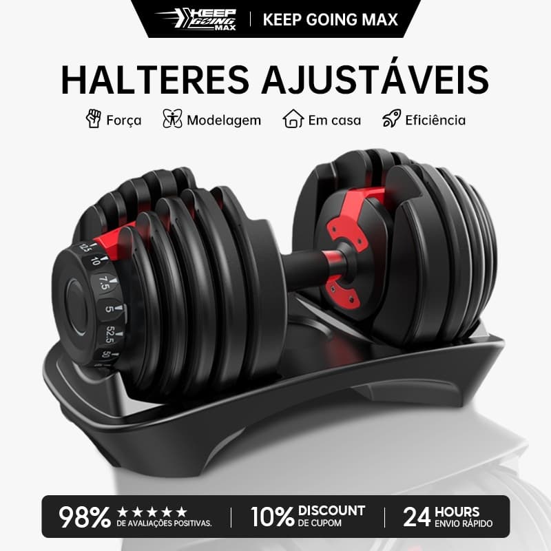 Keep Halter Ajustável Regulável 24kg Anilha Dumbbell 1 Unidade
