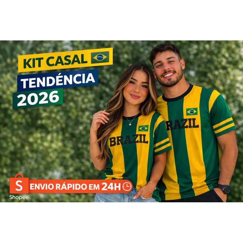 Kit Casal Camiseta Brasil Premium 🇧🇷 | Camisa Verde Amarelo Estilosa | Moda Copa 2026 | Envio Rápido