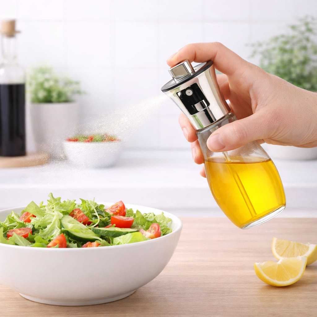 Porta Azeite Vidro Dosador com Controle Preciso Tampa Inox Fácil de Usar e Limpar Cozinha Moderna