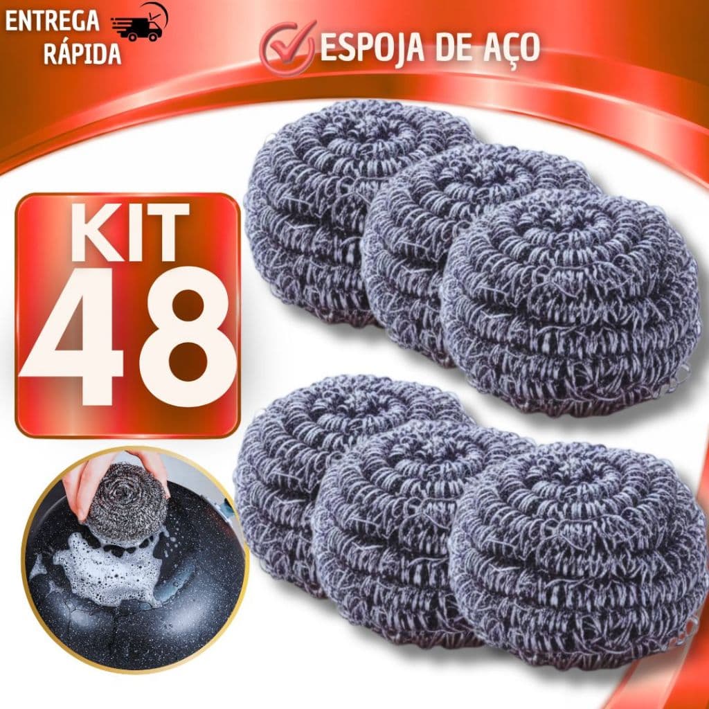 Kit Esponja de Aço Multiuso – Limpeza Pesada, Remove Gordura e Sujeira Difícil uso na cozinha, churrasqueiras,panelas.