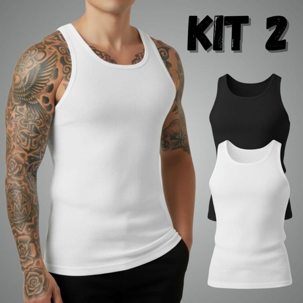 Kit 2 Regatas Masculinas Modelo Americano Ribana Premium Hip Hop