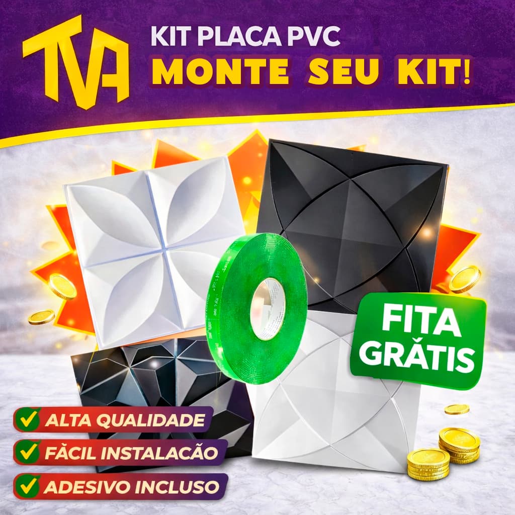 Placa PVC Revestimento 3D Com DUPLA FACE Para Decoração Sala Quarto Cozinha Monte seu Kit