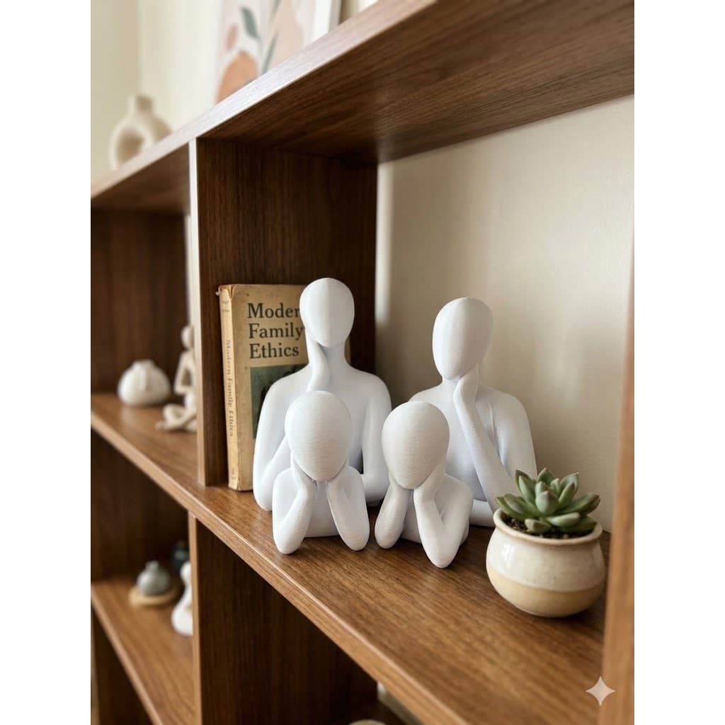 Estatueta Família 4 Pessoas 15x15cm Decoração Moderna