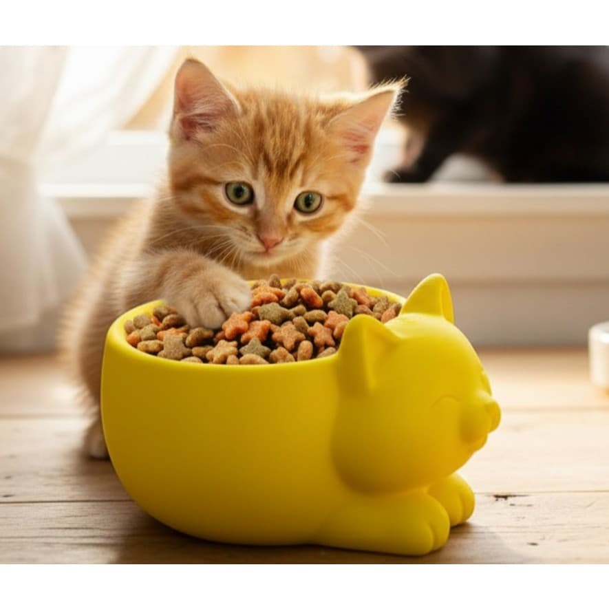 Comedouro Gatinho Fofo que Encanta e Organiza a Alimentação do Seu Pet – Estável, Prático e Perfeito para o Dia a Dia