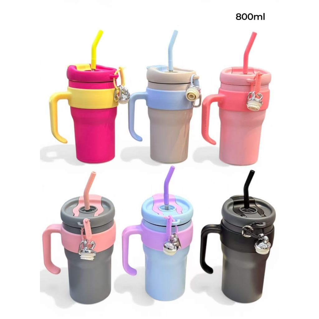 Garrafa Com Tampa e Canudo(inox) 800ml ideal para Hidratação