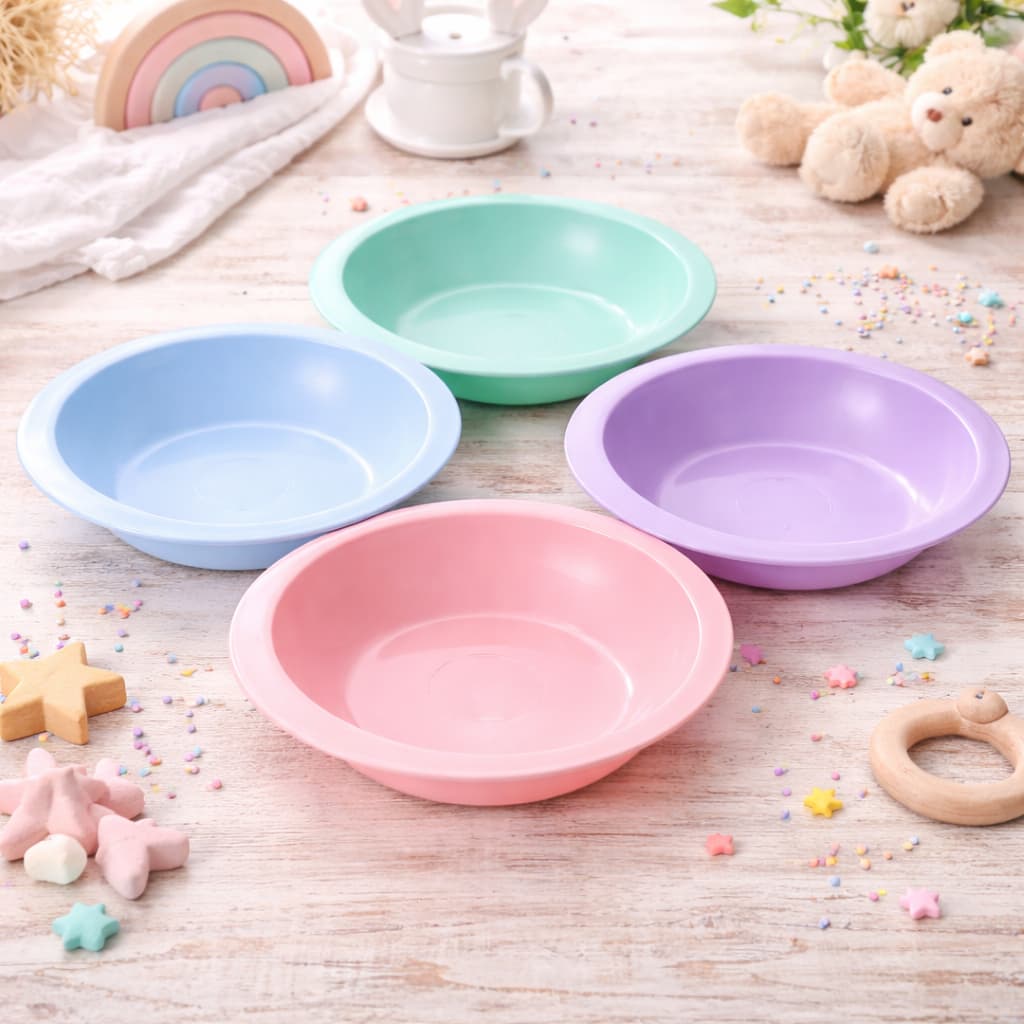 Prato Infantil Bowl Fundo Escolar 600ml Plástico Merenda Escola Creche Cores